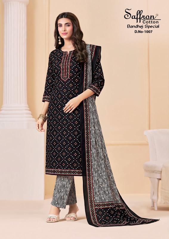 Saffron bandhej special dress material wholesale in hyderabad